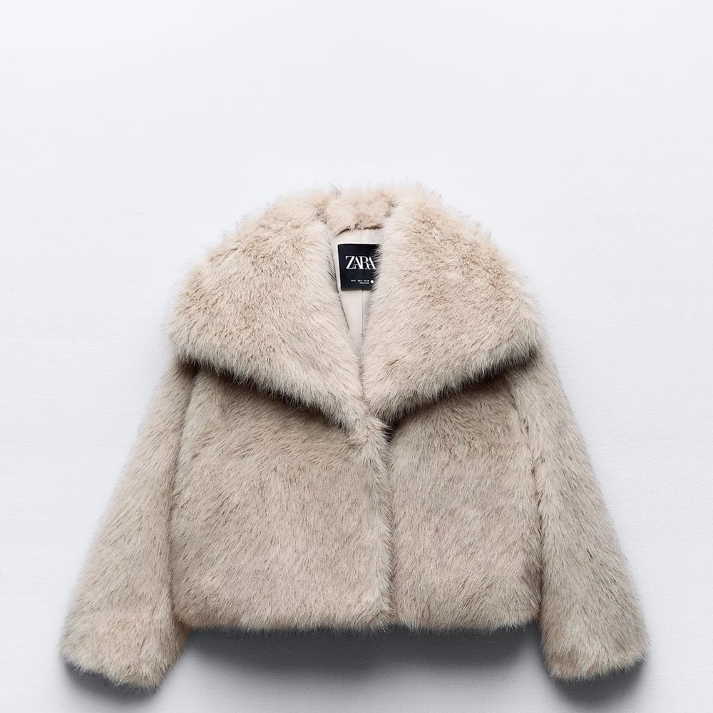 NWOT Zara Plush Faux Fur Jacket in ECRU